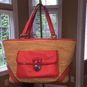 Coach straw basket tote previously owned